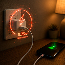 Deixar o carregador sozinho na tomada consome energia?