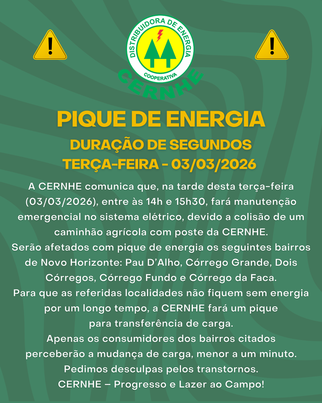 PIQUE DE ENERGIA / DURAÇÃO DE SEGUNDOS
