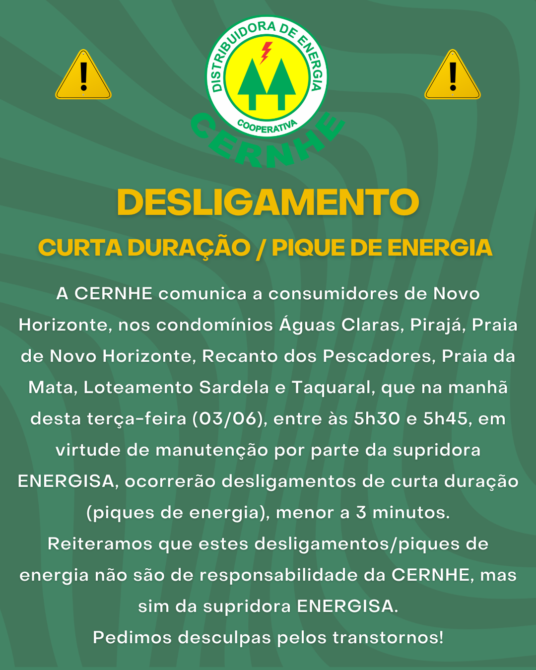 DESLIGAMENTO DE CURTA DURAÇÃO / PIQUE DE ENERGIA