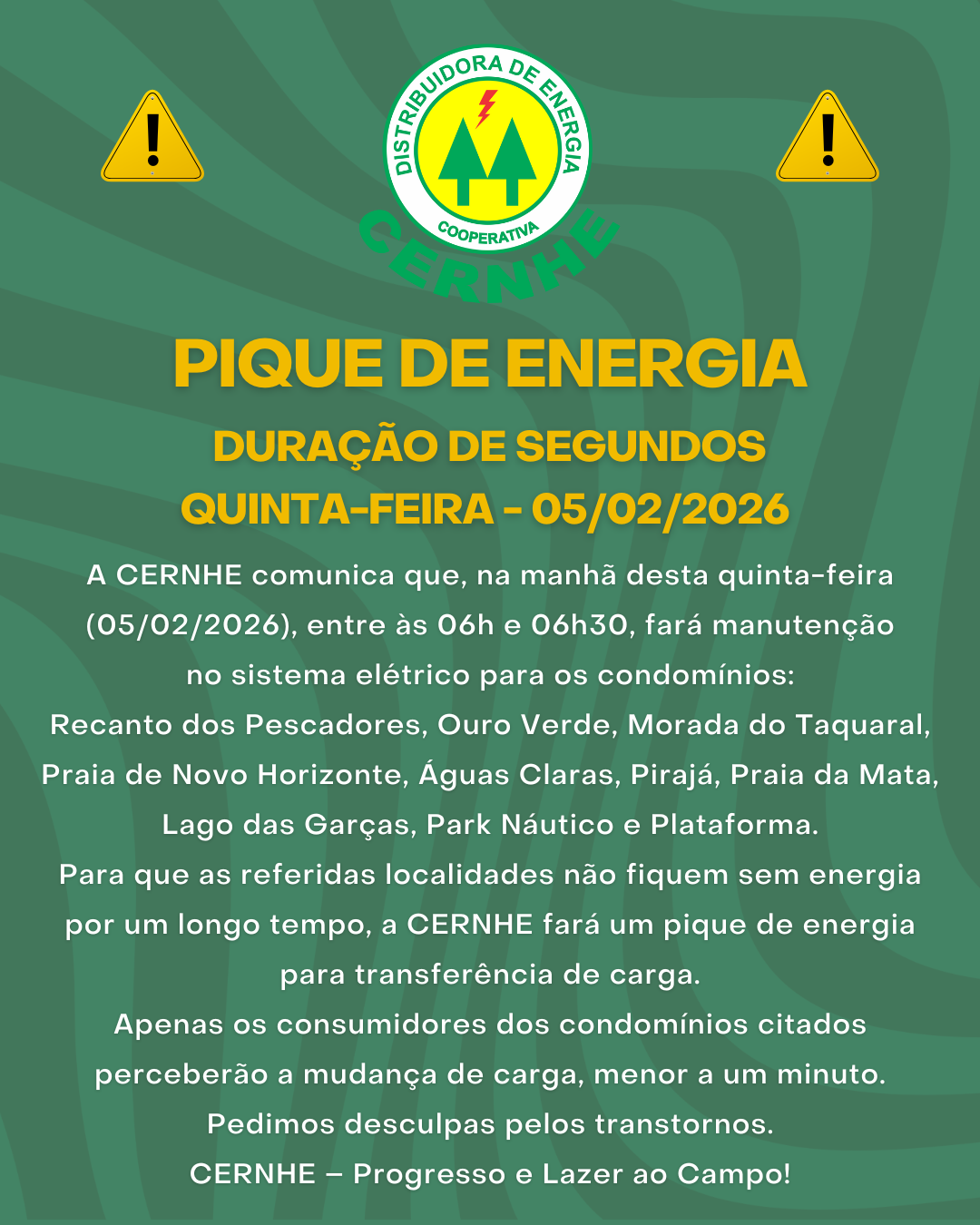 PIQUE DE ENERGIA / DURAÇÃO DE SEGUNDOS