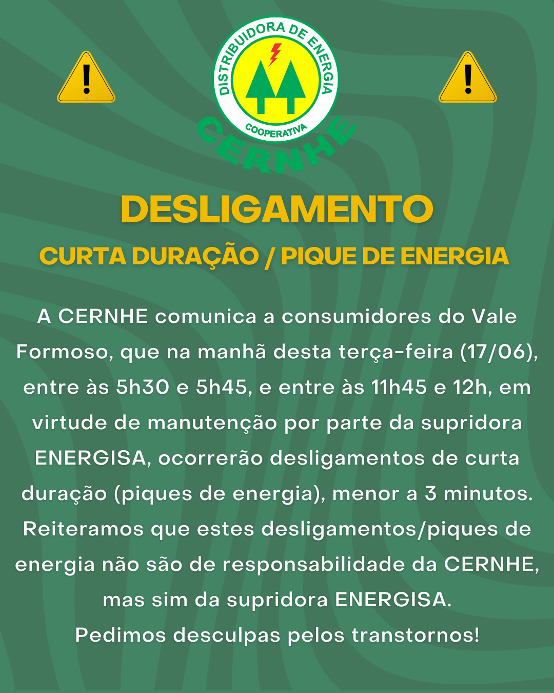DESLIGAMENTO DE CURTA DURAÇÃO / PIQUE DE ENERGIA