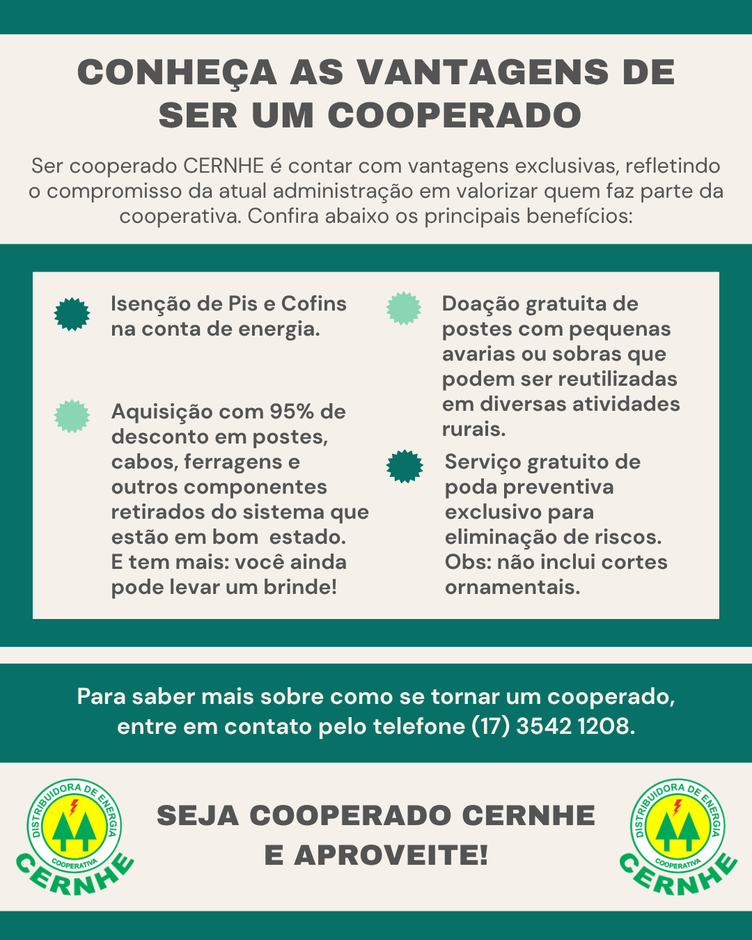 SER COOPERADO CERNHE É TER MAIS VANTAGENS NO DIA A DIA