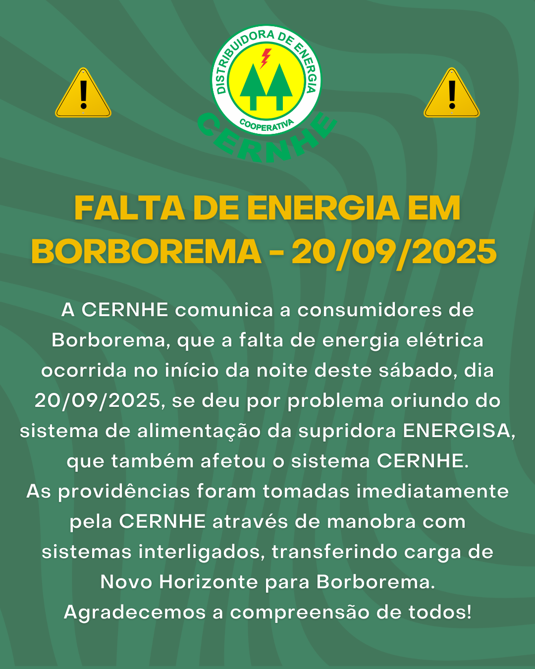 FALTA DE ENERGIA EM BORBOREMA – 20/09/2025