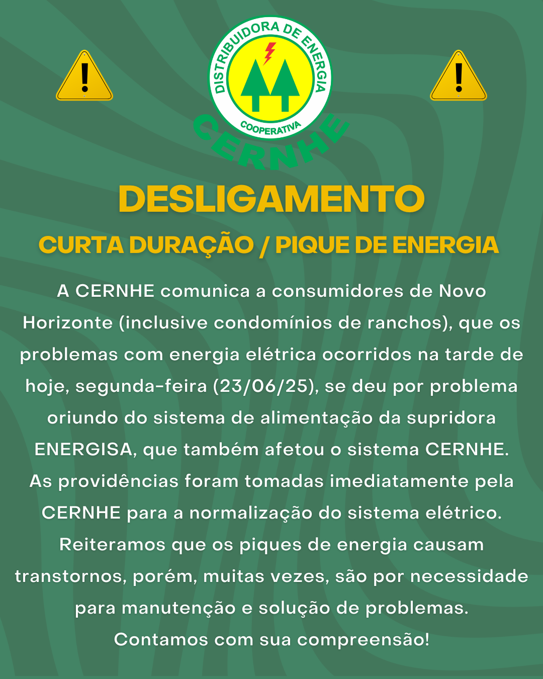 DESLIGAMENTO DE CURTA DURAÇÃO / PIQUE DE ENERGIA