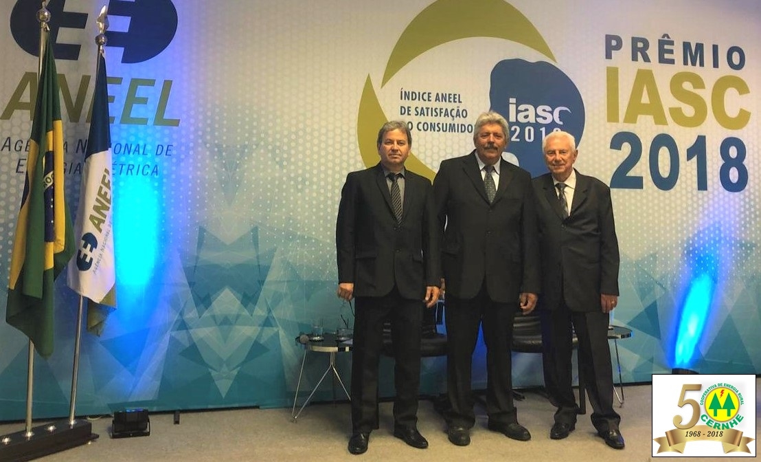 CERNHE - PRÊMIO IASC/ANEEL/2018 - 3ª COLOCADA A NÍVEL BRASIL - QUESITO: SATISFAÇÃO DO CONSUMIDOR