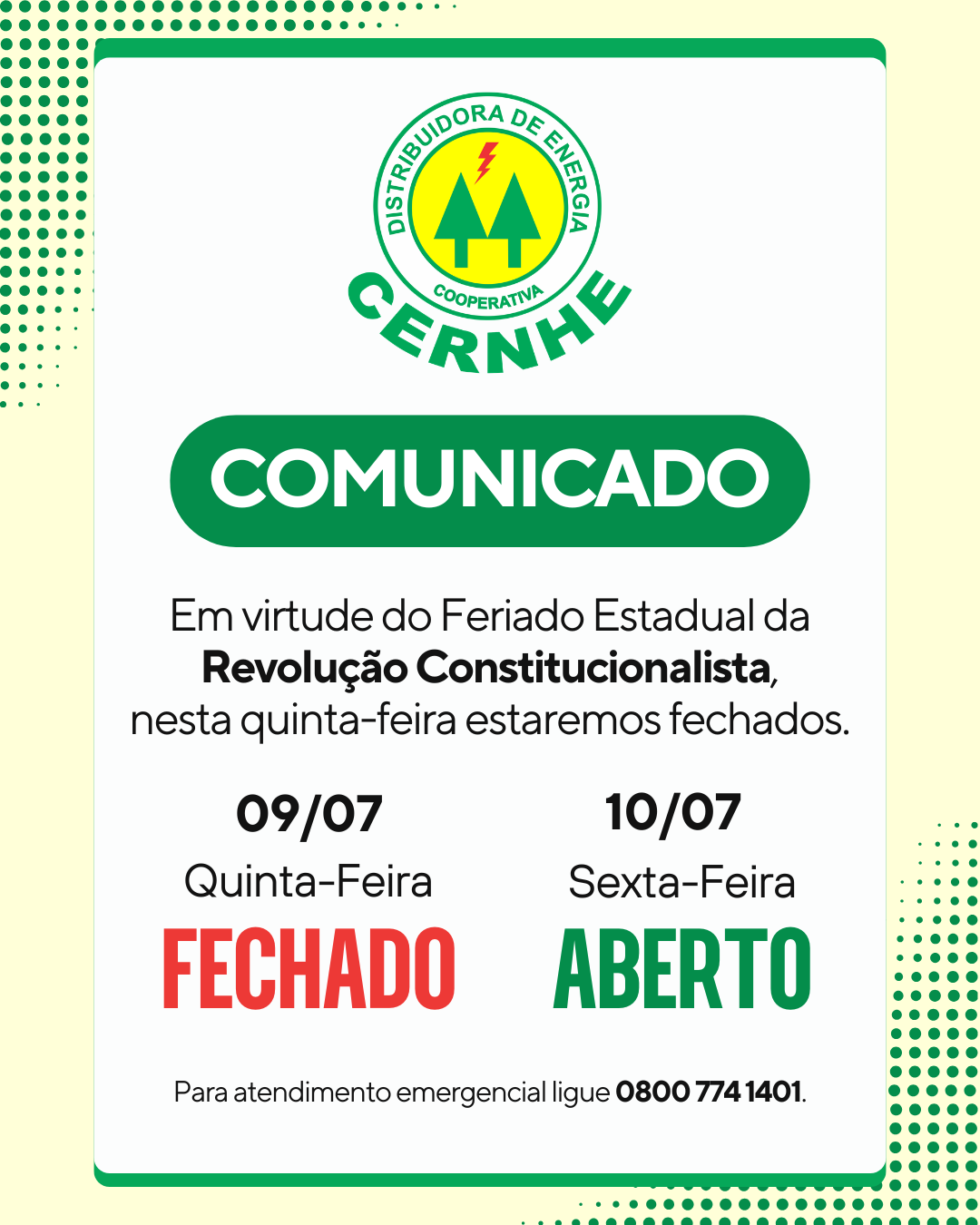 FERIADO ESTADUAL - REVOLUÇÃO CONSTITUCIONALISTA