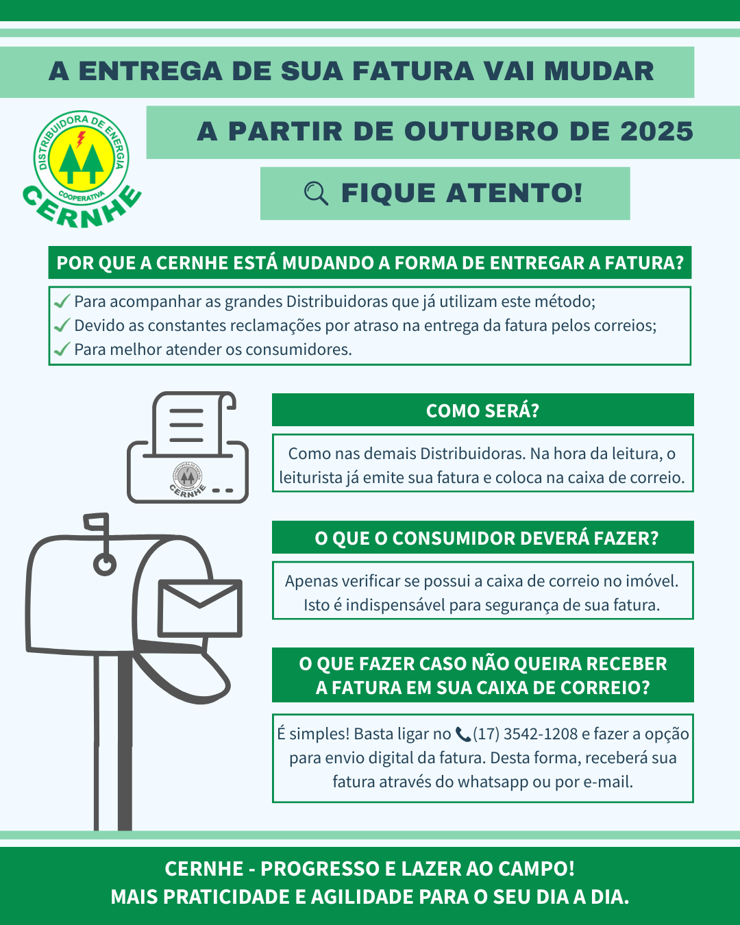 A ENTREGA DE SUA FATURA VAI MUDAR A PARTIR DE OUTUBRO DE 2025, FIQUE ATENTO!