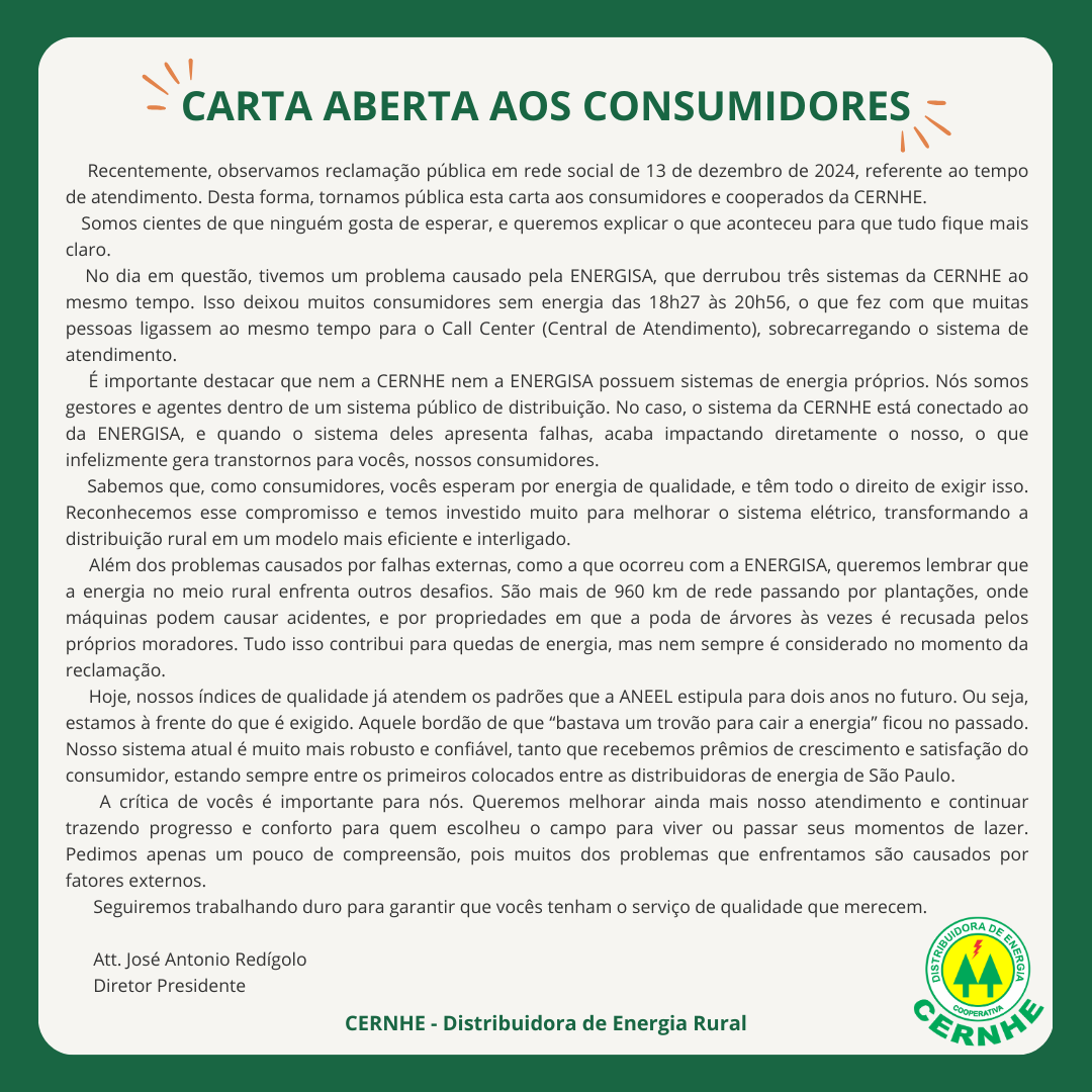 CARTA ABERTA AOS CONSUMIDORES
