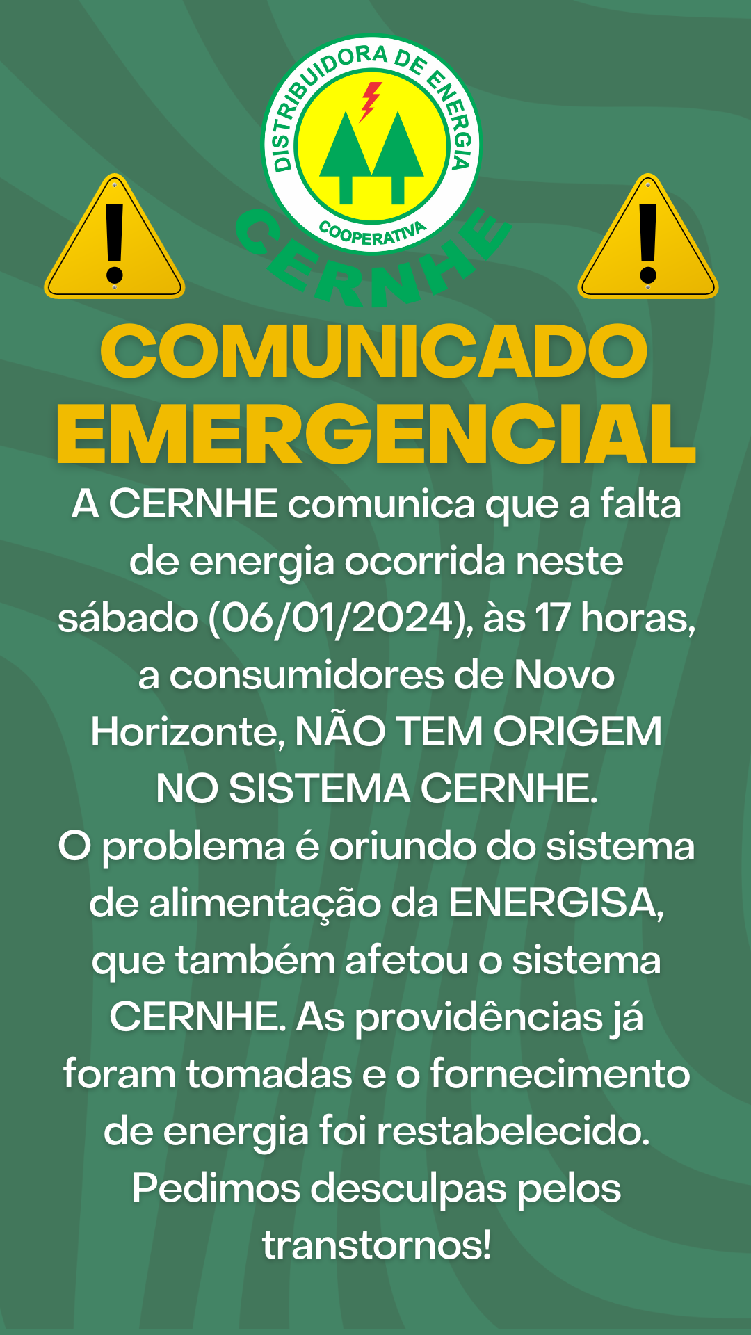 COMUNICADO EMERGENCIAL - 06/01/2024