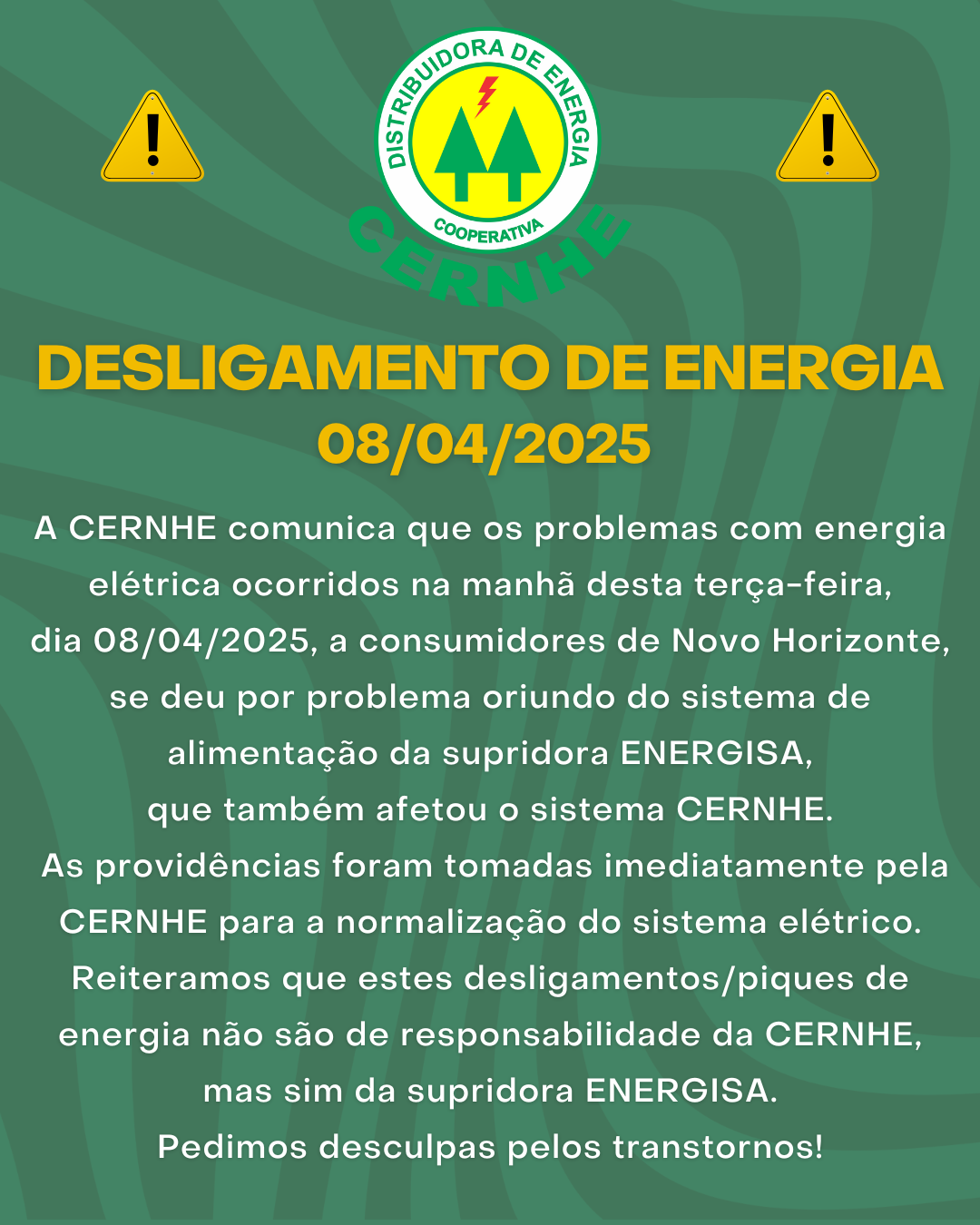 DESLIGAMENTO DE ENERGIA – 08/04/2025
