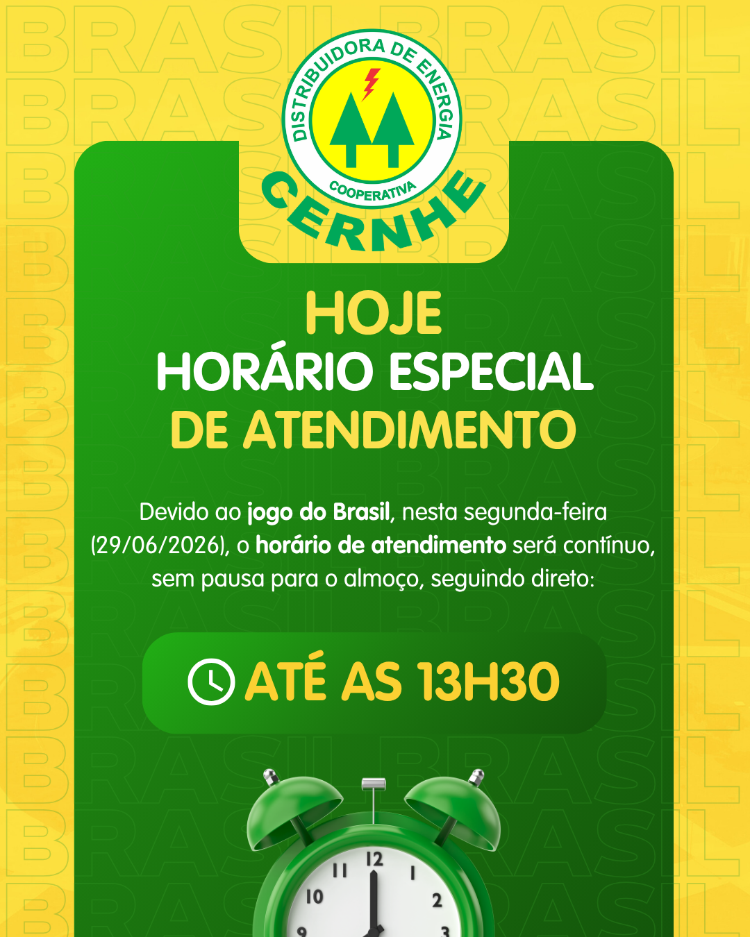 HORÁRIO ESPECIAL DE ATENDIMENTO