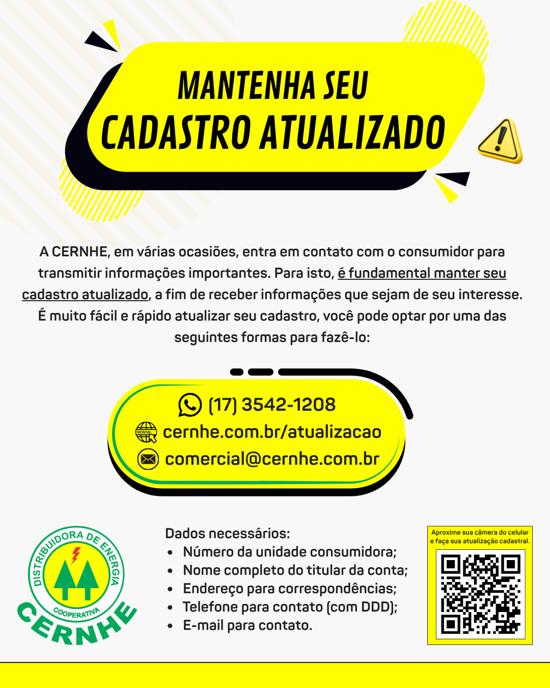 MANTENHA SEU CADASTRO ATUALIZADO