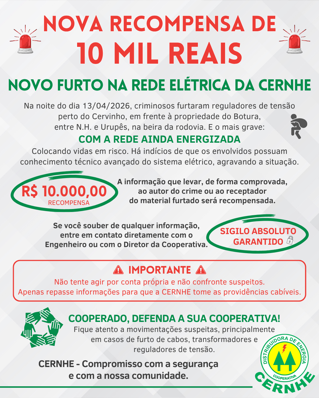 NOVA RECOMPENSA DE 10 MIL REAIS