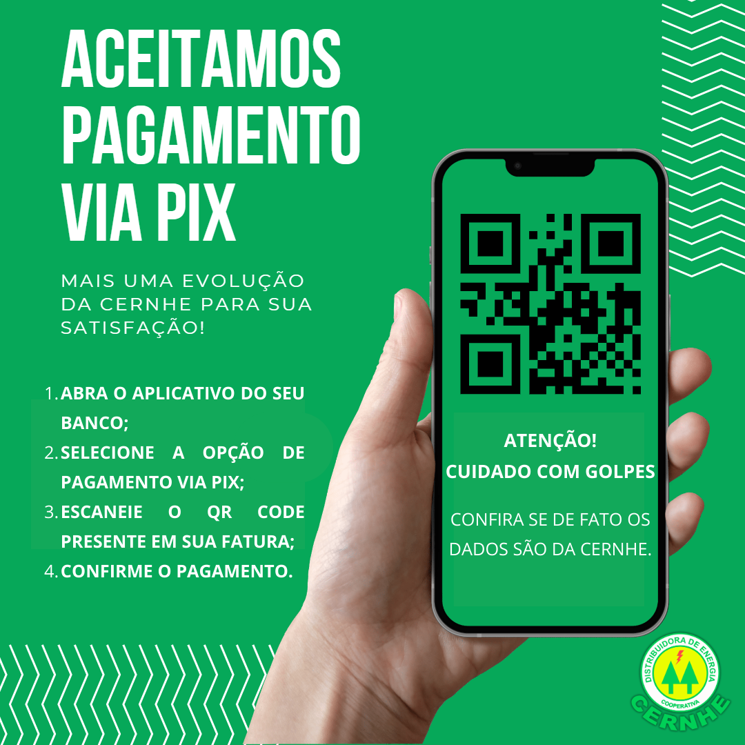 CERNHE RECEBE FATURAS VIA PIX